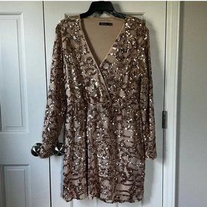Boohoo rose gold sequin dress